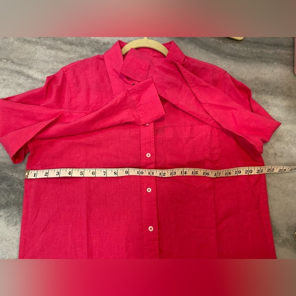 NWT Gap Hot Pink Linen Blend Button Down Collared Shirt Soft Breathable Size S - Picture 8 of 12